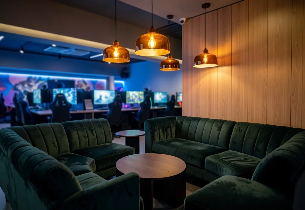 Cafetería con iluminación cálida y relajante en Belmonteo