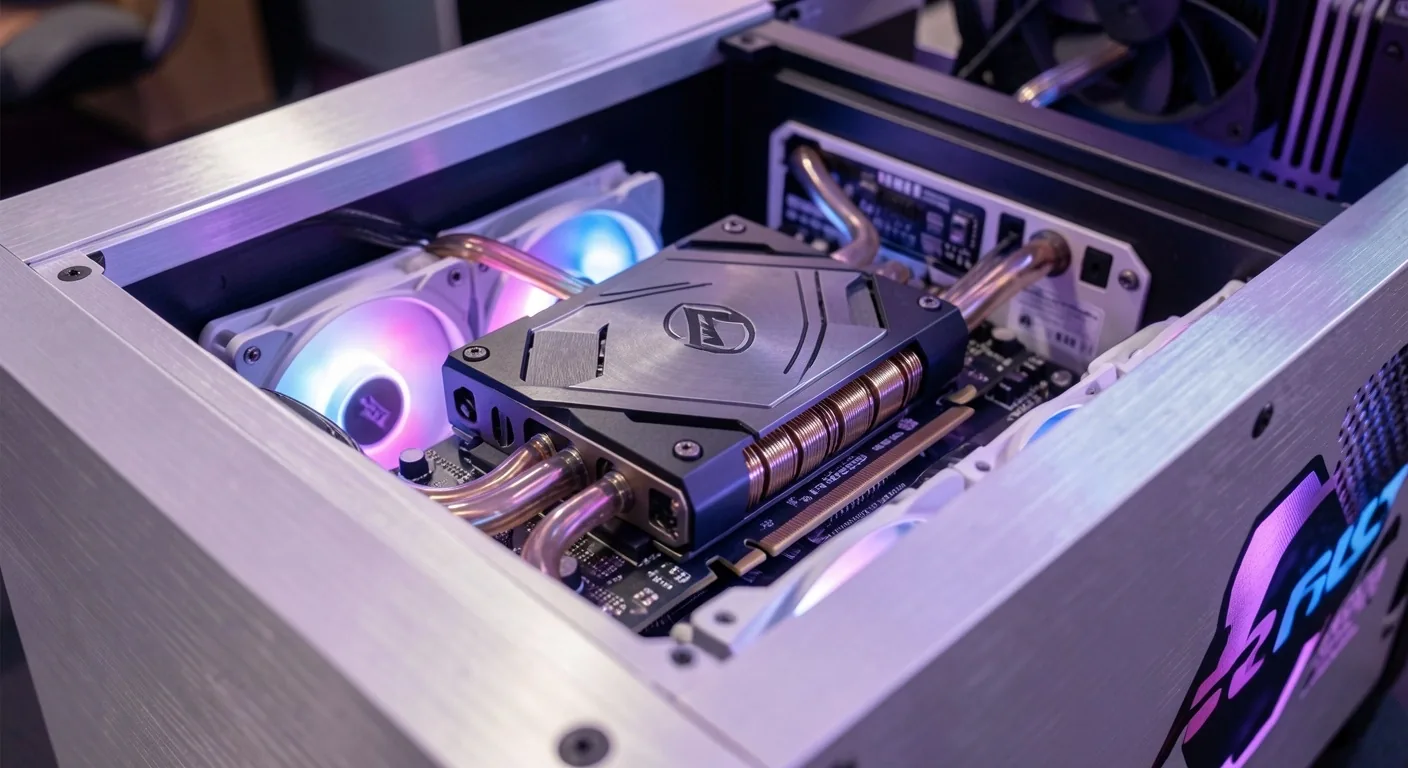 Interior de un computador de alto rendimiento con refrigeración líquida y gestión de cables en Belmonteo