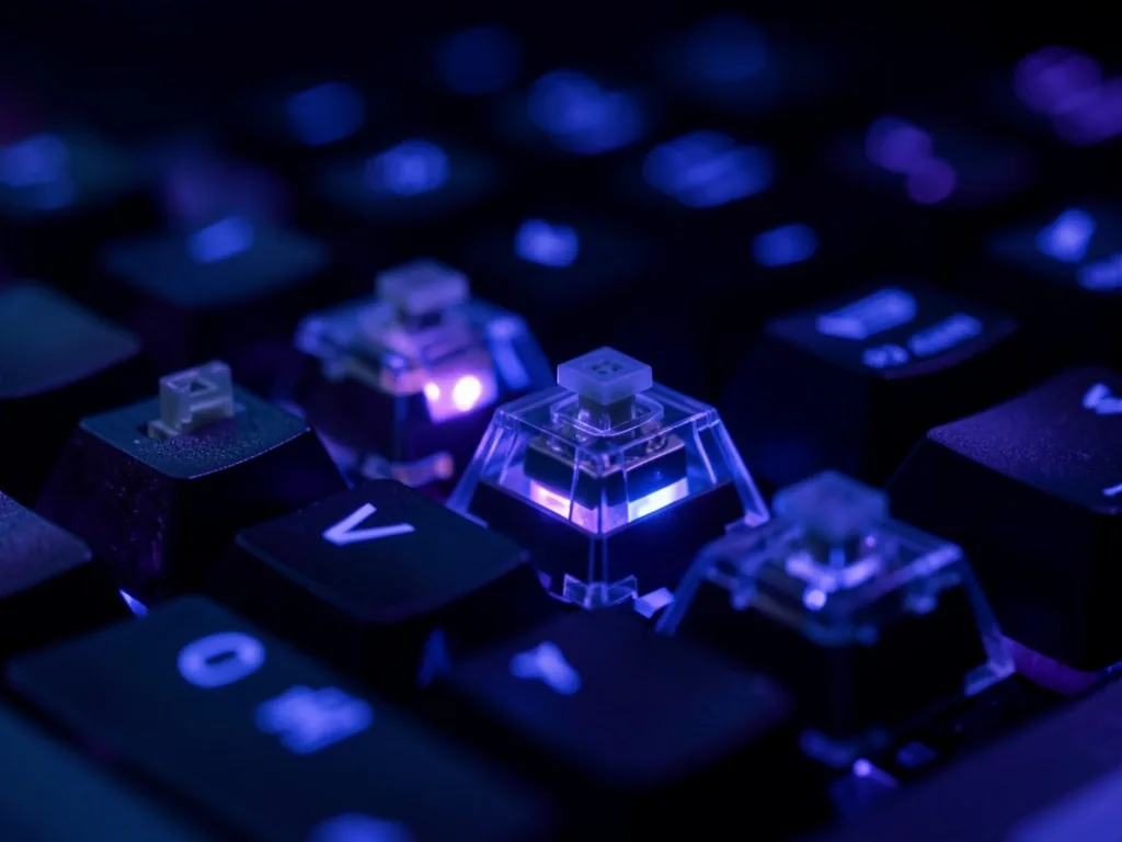 Interruptores mecánicos de teclado con iluminación índigo