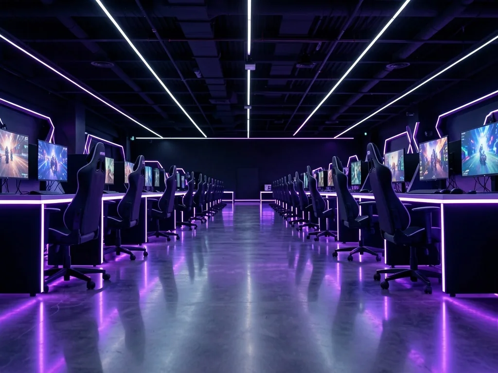 Interior del club Belmonteo con estaciones iluminadas
